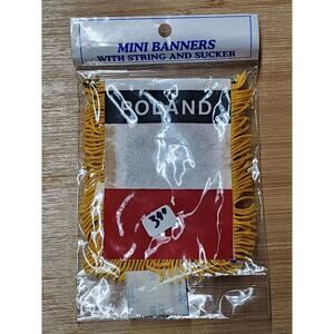 Poland Plain MINI BANNER FLAG GREAT FOR CAR & HOME WINDOW MIRROR HANGING 2 SIDED